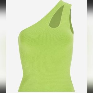Express Body Contour One Shoulder  Cut Out Cropped Sweater Tank Lime Green XS